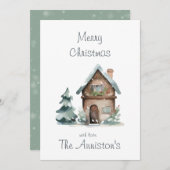 Weihnachtskarte des Watercolor House Einladung (Vorne/Hinten)