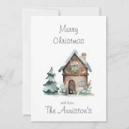 Weihnachtskarte des Watercolor House Einladung
