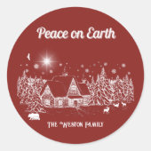 Weihnachtskarte des Weißen Landes - Weltfrieden Runder Aufkleber (Vorderseite)