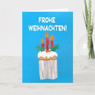 Weihnachtskarte, Deutsch, Cupcake mit Kerzen Feiertagskarte