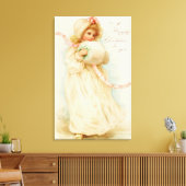 Weihnachtskarte, die ein Mädchen mit einem Muff da Leinwanddruck (Insitu (Wohnzimmer))