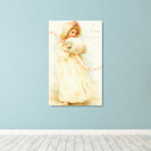 Weihnachtskarte, die ein Mädchen mit einem Muff da Leinwanddruck (Insitu (Holzboden))