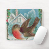 Weihnachtskarte, die ein Rotkehlchen darstellt Mousepad (Mit Mouse)