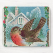 Weihnachtskarte, die ein Rotkehlchen darstellt Mousepad (Vorne)