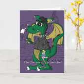 Weihnachtskarte - Drache mit Girl Tattoo Karte (Gelbe Blume)