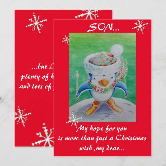 Weihnachtskarte eines Sohnes Feiertagskarte (Vorne/Hinten)