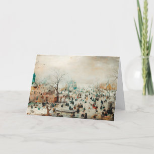 Weihnachtskarte Eis-Skaten auf dem See Feiertagskarte