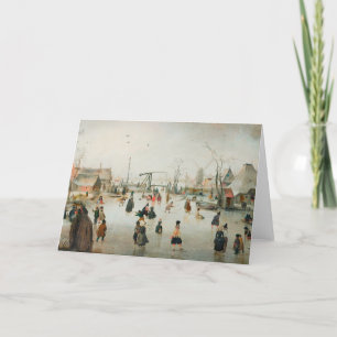 Weihnachtskarte Eis-Skaten auf dem See Feiertagskarte