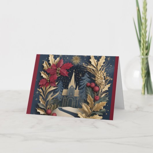 Weihnachtskarte - Elegante Kirche Karte (Vorderseite)