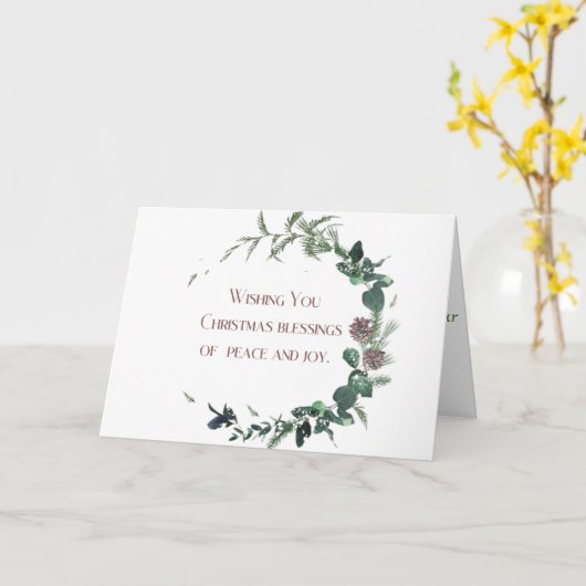 Weihnachtskarte - Eleganter Kranz Karte (Gelbe Blume)