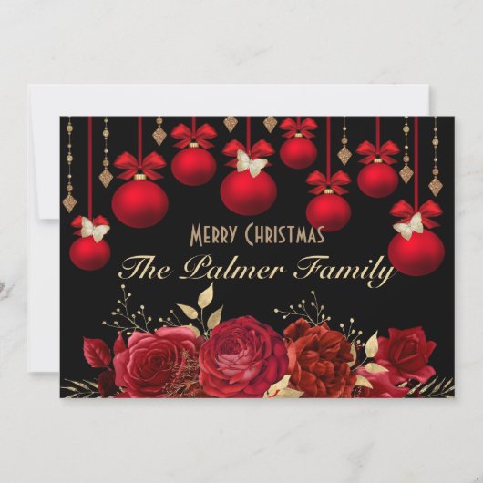 Weihnachtskarte Elegantes Gold und Rotes Design (Vorderseite)