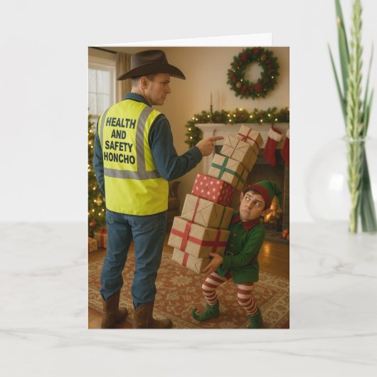 Weihnachtskarte - Elf & Sicherheit Karte (Vorderseite)