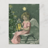 Weihnachtskarte | Engel und Weihnachtsbaum Feiertagspostkarte (Vorderseite)