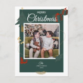 Weihnachtskarte Familienurlaub Foto Grün Urlaub Feiertagspostkarte (Vorderseite)