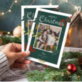 Weihnachtskarte Familienurlaub Foto Grün Urlaub Feiertagspostkarte