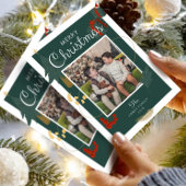 Weihnachtskarte Familienurlaub Foto Grün Urlaub Feiertagspostkarte