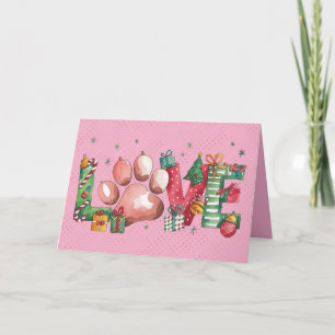 Weihnachtskarte Feiertage Haustier Pfote Liebe Einladung