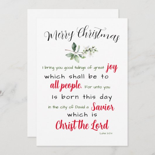 Weihnachtskarte Feiertagskarte (Vorne/Hinten)