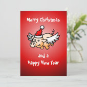 Weihnachtskarte fliegen feiertagskarte (Stehend Vorderseite)