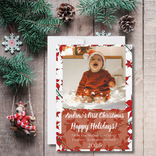 Weihnachtskarte floral erstes Weihnachten des Baby