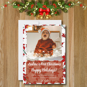 Weihnachtskarte floral erstes Weihnachten des Baby Einladung