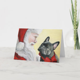 Weihnachtskarte "French Bulldog on Santa's Lap" Feiertagskarte