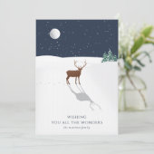 Weihnachtskarte Friedliche Nachtmondstars Hirsche (Stehend Vorderseite)