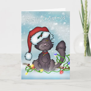 Weihnachtskarte - Frohe Weihnachten Graue Katze