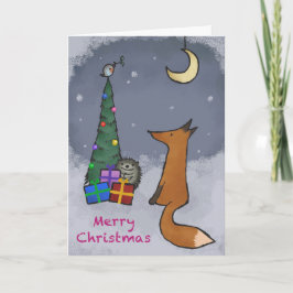 Weihnachtskarte, Fuchs und Freunde, mit Ihrem Foto Feiertagskarte