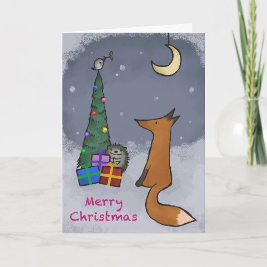 Weihnachtskarte, Fuchs und Freunde, mit Ihrem Foto Feiertagskarte (Vorderseite)