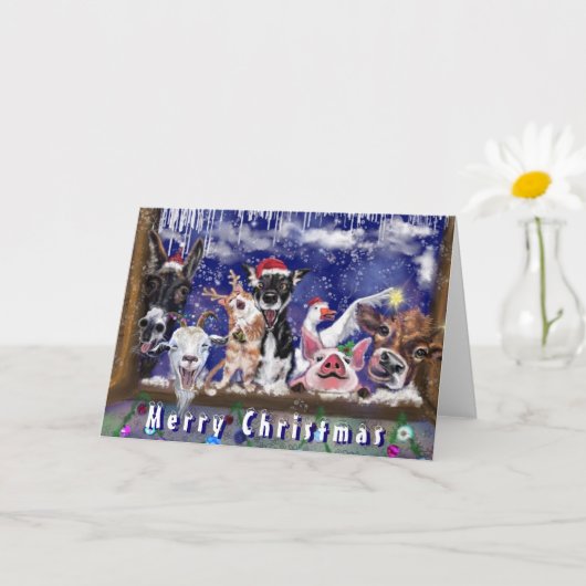 Weihnachtskarte Funny Animal Party Happy Farm Karte (Kleine Pflanze)