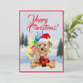 Weihnachtskarte "Funny Morkie Dog" Ankündigung (Stehend Vorderseite)