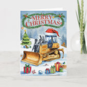 Weihnachtskarte für Aquarellbagger Feiertagskarte (Vorderseite)