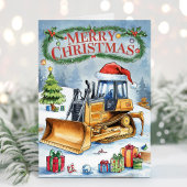 Weihnachtskarte für Aquarellbagger Feiertagskarte