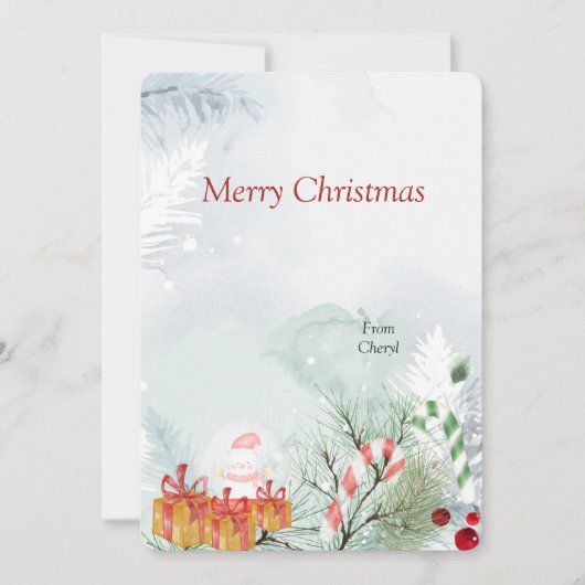 Weihnachtskarte für Aquarellen Save The Date (Vorderseite)