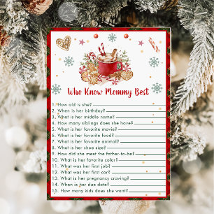Weihnachtskarte für Baby Shower, Wer kennt Mama am Einladung