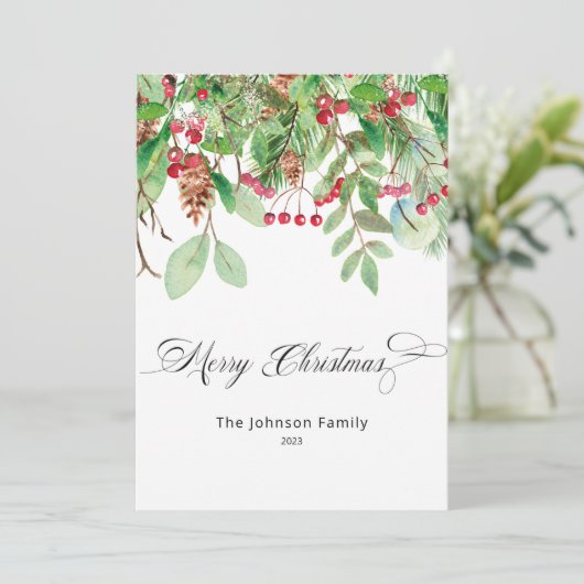 Weihnachtskarte für Beries und Grüne Einladung (Stehend Vorderseite)