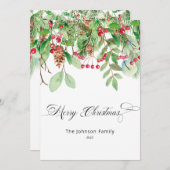 Weihnachtskarte für Beries und Grüne Einladung (Vorne/Hinten)