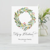 Weihnachtskarte für Berries und Grünkraut Einladung (Stehend Vorderseite)