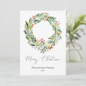 Weihnachtskarte für Berries und Grünkraut Einladung (Stehend Vorderseite)