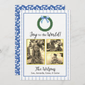 Weihnachtskarte für Blau und Weiß Foto Ankündigung (Vorne/Hinten)