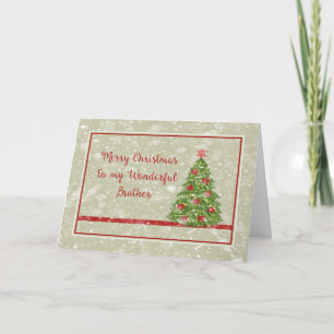 Weihnachtskarte für Bruder mit Baum und Schnee Karte