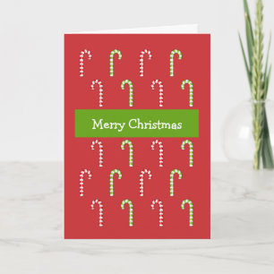 Weihnachtskarte für Candy Canes rot-grüne Weihnach Feiertagskarte