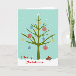 Weihnachtskarte für Co-Worker mit Baum & Ornamente Feiertagskarte
