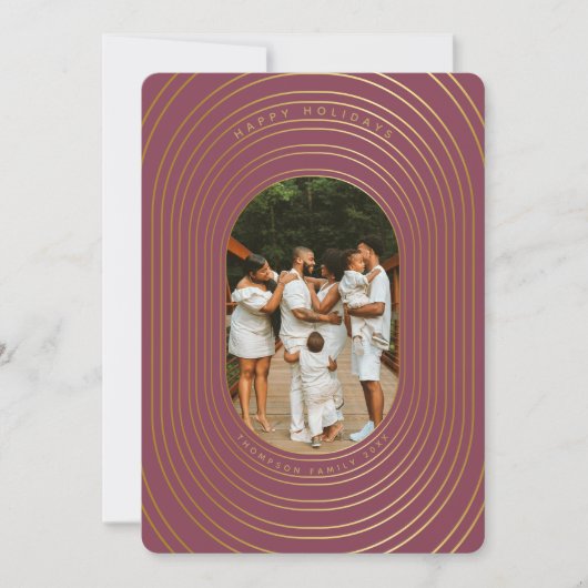 Weihnachtskarte für das Gold Oval Frame Custom Fot (Vorderseite)