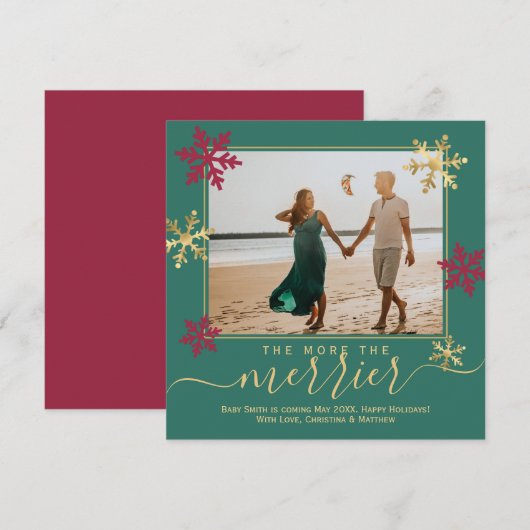 Weihnachtskarte für das grüne Foto Ankündigung (Vorne/Hinten)