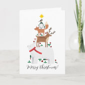 Weihnachtskarte für das neue Jahr niedliche Tierda Karte (Vorderseite)