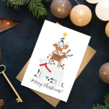 Weihnachtskarte für das neue Jahr niedliche Tierda