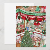 Weihnachtskarte für das Schneedorf Feiertagskarte (Vorne/Hinten)