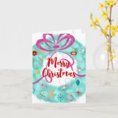 Weihnachtskarte für den aquamarinen Kranz Karte (Gelbe Blume)